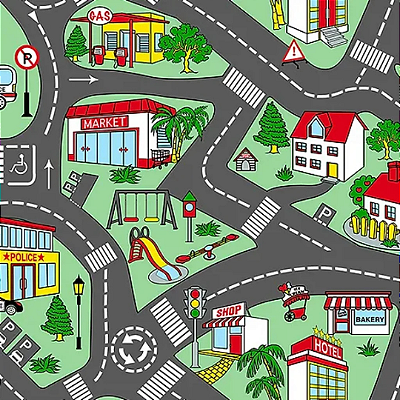 PISO EM MANTA BELLO PISO INFANTIL 2 X 25M AUTOPISTA TRAFIC VERDE 2,5MM - 50M2