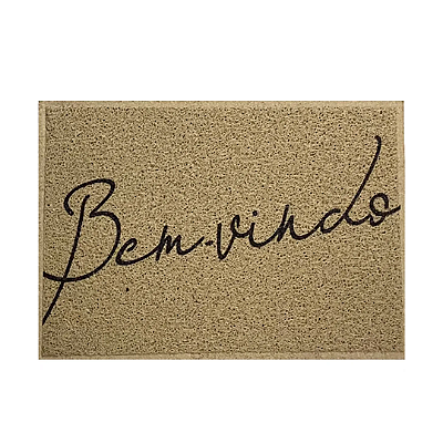 CAPACHO VINIL LIGHT 2.0 BEM VINDO BEGE KAPAZI 40CM X 60CM