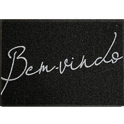 CAPACHO VINIL LIGHT 2.0 BEM VINDO PRETO KAPAZI 40CM X 60CM