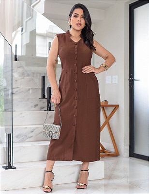 Chemise Tubinho com bolso frontal cor Marrom