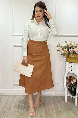 Camisa Feminina Manga Longa Bege