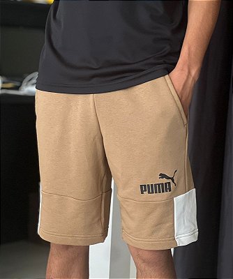 SHORTS PUMA MOLETOM MARROM/BRANCO