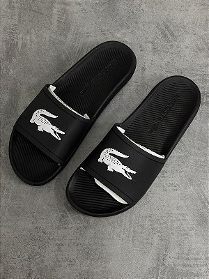 CHINELO SLIDE LACOSTE PRETO