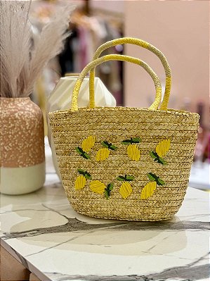 Bolsa de Mão Palha det. Limão Siciliano