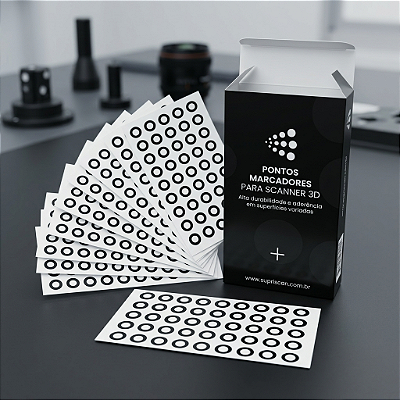 Pontos Marcadores Adesivos Branco Fosco 6mm - 1000 pontos. Scanners 3D: RVS3D / GOM / ZEISS