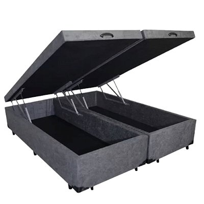 Cama Box Baú Casal BIPARTIDO 1.38 x 1.88 com 25cm de profundidade, Blindado em madeira.