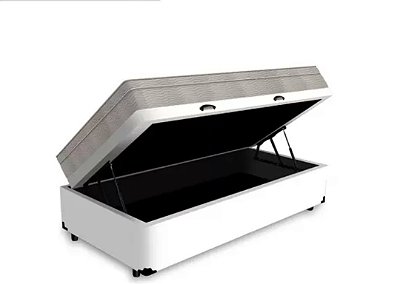 Conjunto Cama Box Baú Solteiro 0.88x1.88 com Colchão de Molas Ensacadas e Espuma D33.