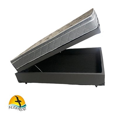 Conjunto Cama Box Baú Casal 1.38x1.88 com Colchão de Molas Ensacadas e Espuma D33.