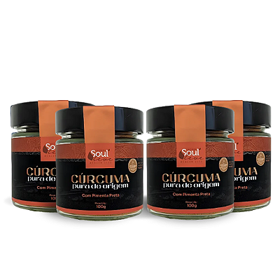 KIT 4 Cúrcuma Pura de Origem com Pimenta Preta 100G - Fazenda Soul Leve