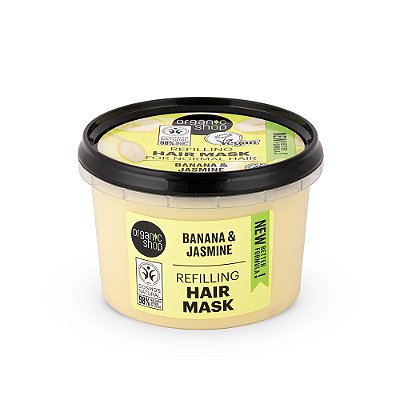 Máscara Capilar Vegana para Cabelo Quebradiço - Banana e Jasmin Organic Shop (250 ml)