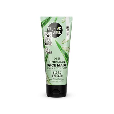 Máscara Facial de Hidratação Profunda - Aloe Vera e Abacate Organic Shop (75 ml)