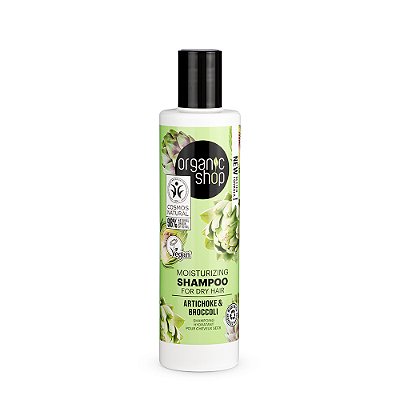 Shampoo Hidratante Vegano para Cabelo Seco - Alcachofra e Brócolis Organic Shop (280 ml)