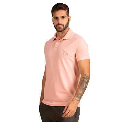 Camisa Polo Acostamento Bordado Classic P23 Rosa Masculino