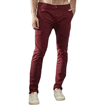Calça Sarja Colcci Felipe Bordô Masculino
