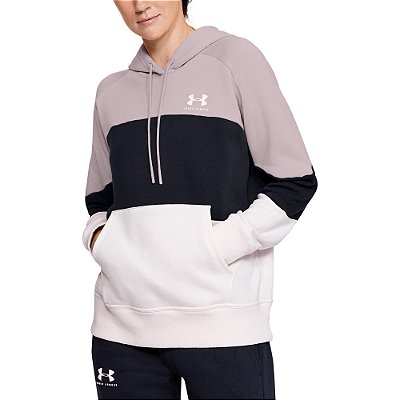 Moletom Under Armour Treino Rival Fleece Preto e Lilás Feminino