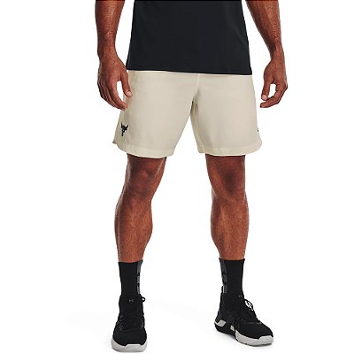 Short Under Armour Project Rock Woven Off White Masculino