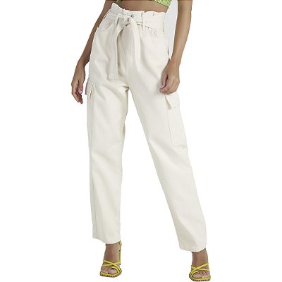 Calça Sarja Colcci Loose V23 Off White Feminino