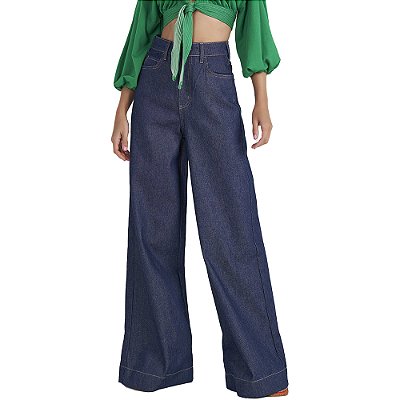 Calça Jeans Colcci Pantalona Zendaya P23 Azul Feminino