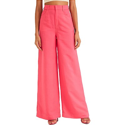 Calça Linho Forum Reta V23 Rosa Feminino