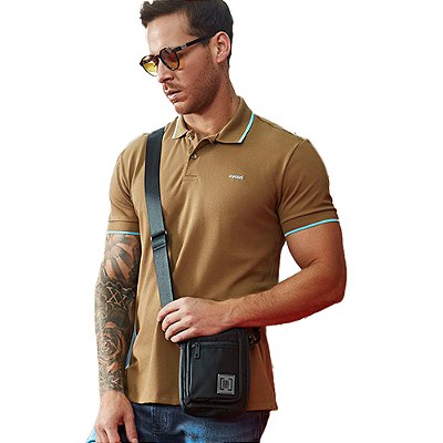 Camisa Polo Colcci Brasil Marrom Masculino
