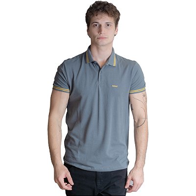 Camisa Polo Colcci 2 Listras VE23 Cinza Masculino