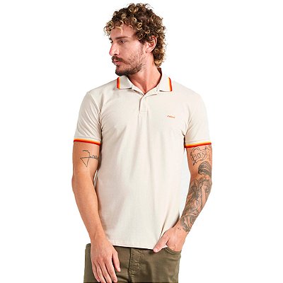 Camisa Polo Colcci 3 Listras P23 Bege Masculino