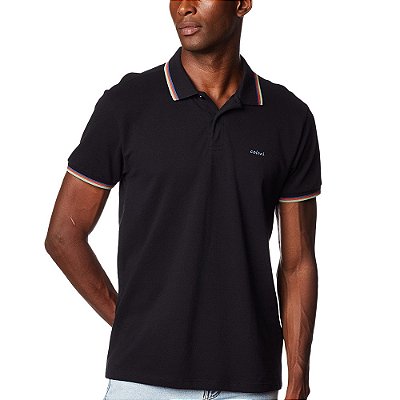 Camisa Polo Colcci Listras V23 Preto Masculino