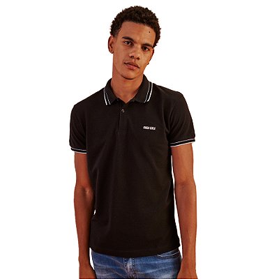 Camisa Polo Coca Cola Listras P23 Preto Masculino