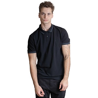 Camisa Polo Forum Muscle Preto Masculino
