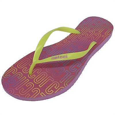 Sandália Colcci Monograma Neon Rosa Feminino