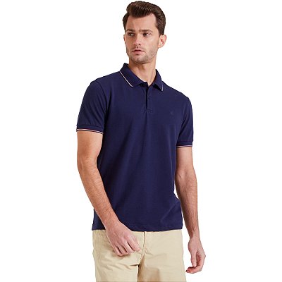 Camisa Polo Forum Listras V23 Marinho Masculino