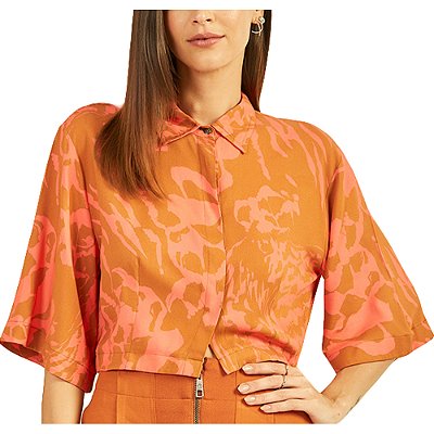 Camisa Forum Estampado Laranja Feminino