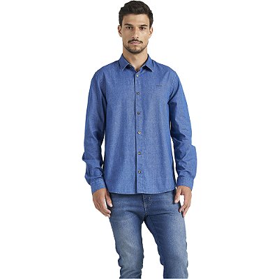 Camisa Jeans Colcci Relax P23 Azul Masculino