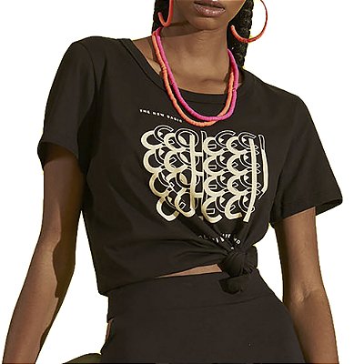 Camiseta Colcci Comfort Estampada Preto Feminino