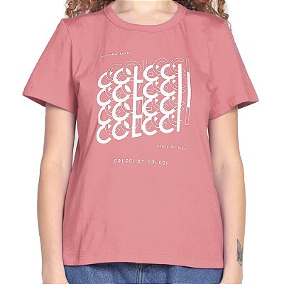 Camiseta Colcci Confort Estampada Rosa Feminino