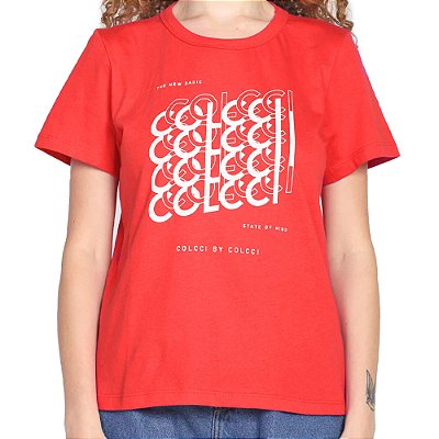 Camiseta Colcci Confort Estampada Vermelho Feminino