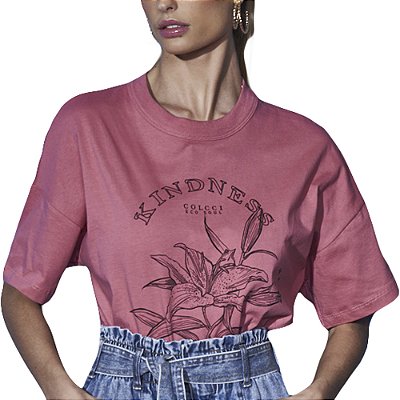 Camiseta Estampada Colcci Luiza Rosa Feminino