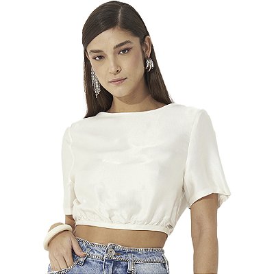 Camiseta Colcci Strap V23 Off White Feminino