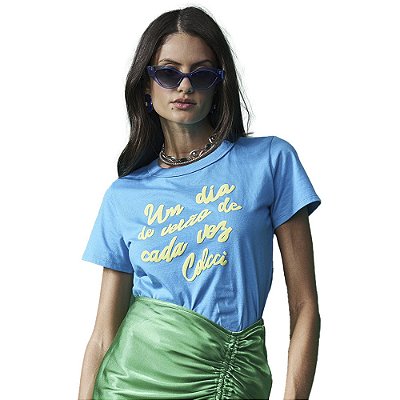 Camiseta Colcci Summer AV23 Azul Feminino