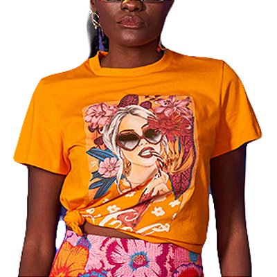 Camiseta Coca Cola Comfort Laranja Feminino