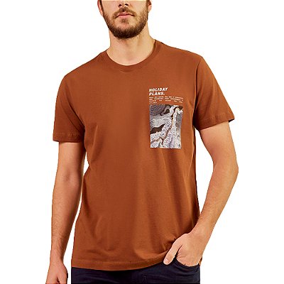 Camiseta Estampada Forum Slim VE23 Marrom Masculino