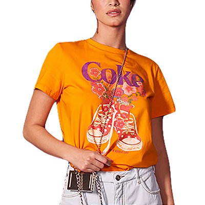 Camiseta Coca Cola Comfort VE23 Laranja Feminino