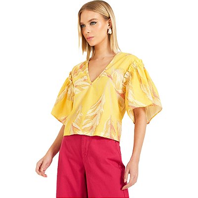 Blusa Estampada Forum P23 Amarelo Feminino