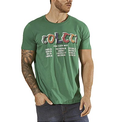 Camiseta Estampada Colcci Slim Verde Masculino