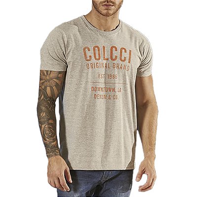Camiseta Estampada Colcci Slim Mescla Grafite Masculino