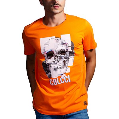 Camiseta Estampada Colcci Slim Laranja Masculino