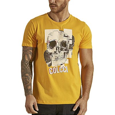 Camiseta Estampada Colcci Slim Amarelo Masculino