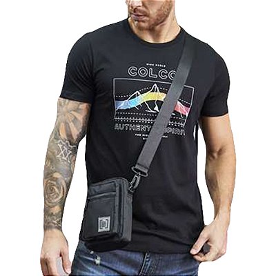 Camiseta Estampada Colcci Auth Slim VE23 Preto Masculino