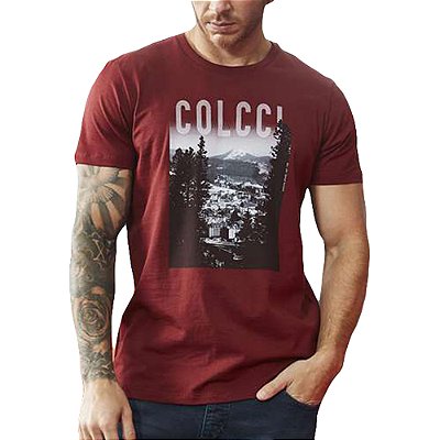 Camiseta Estampada Colcci Slim Bordô Masculino