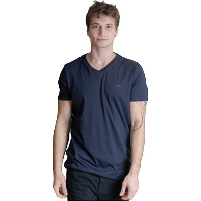 Camiseta Colcci Slim Gola V Marinho Masculino